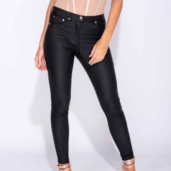 5⭐Fav Tiffany Black High Waisted Coated Pants - Picture 4 of 9